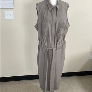 Prologue Beige Sleeveless Jumpsuit with Belt